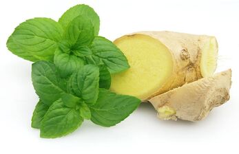 Imbieras ir mėtos kaip produkto dalis